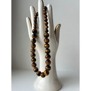 Vintage Jude Ortiz Goldsmith Graduated Tiger Eye & Sterling 925 Necklace 18"